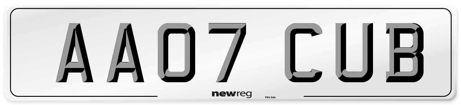 AA07 CUB Number Plate from New Reg